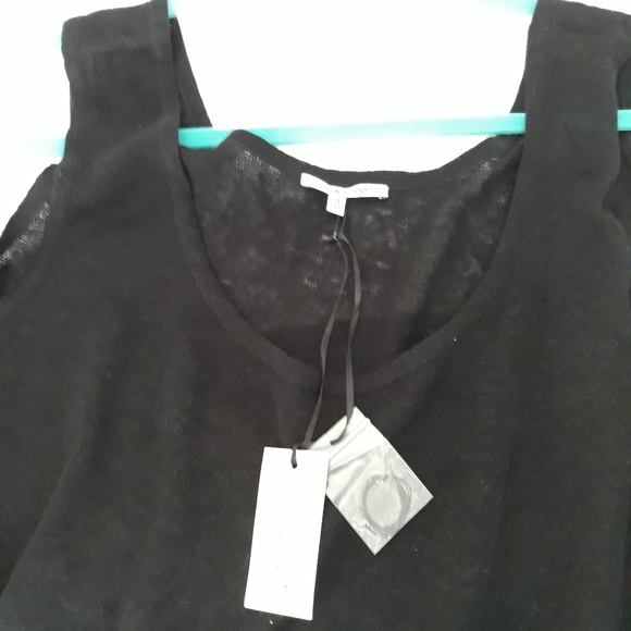 Lisa Todd Tank 100% Linen Scoop Neck 1X  Black Comfy Asymmetrical Hem NEW - Picture 9 of 15